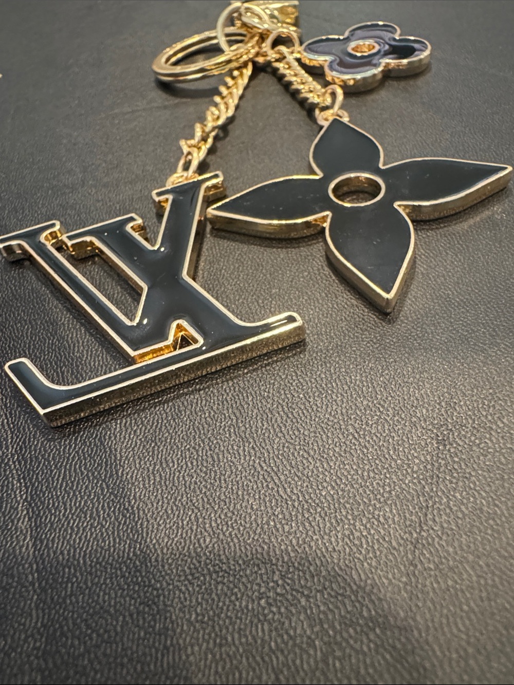 Louis Vuitton Black and Gold Monogram Charm Key Holder - Picture 2 of 4